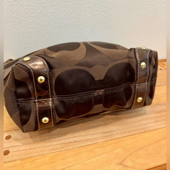 Coach Carly Soho Shoulder Bag in Chocolate Brown Signature Monogram EUC - Picture 9 of 11